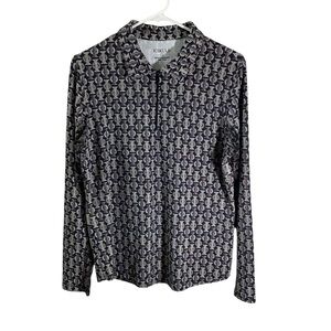 Icikuls Long Sleeve Top Geometric Quarter Zip